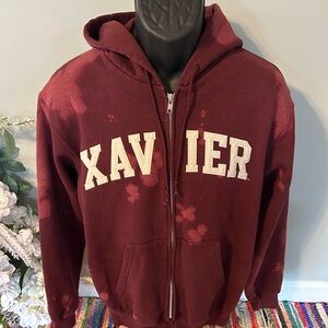 Xavier Spellout Hooded Sweatshirt Tie Dye Champion Maroon Small